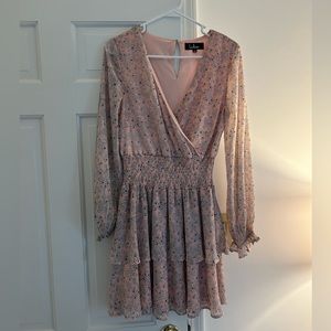 Lulus Room to Bloom Light Pink Floral Print Long Sleeve Dress
